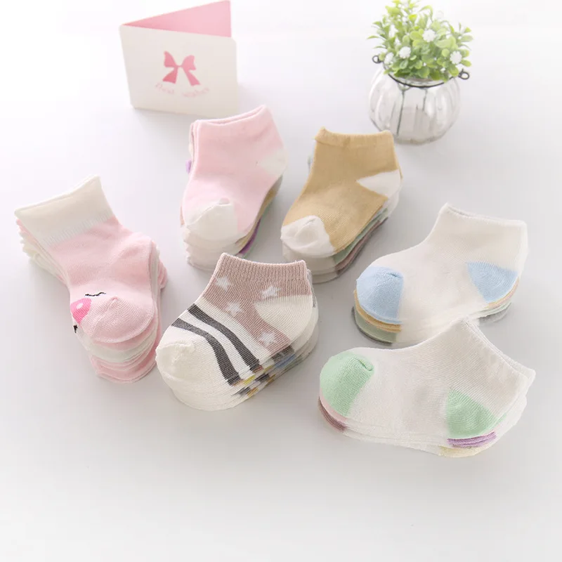 

5Pairs/pack 2022 New Cute Kawaii White Contrast Socks Spring Autumn Cotton Home Long Slippers for Baby Girl Boy Accessories