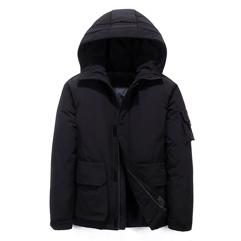 Short Down Coat Men Winter 2022 New Solid Color Hooded Jacket Down Jacket