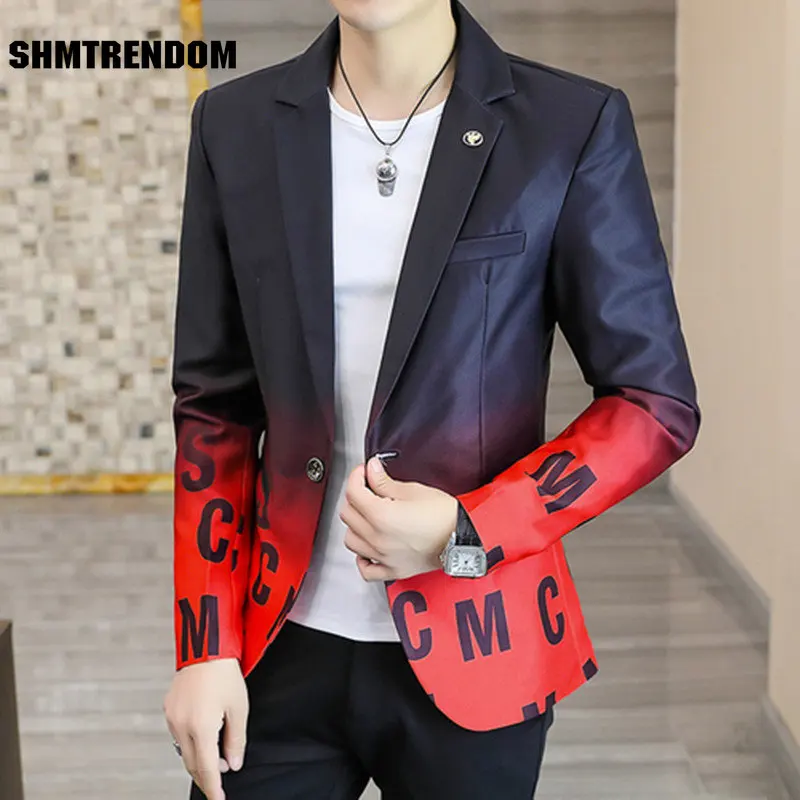 2023 Spring New Gradient Color Suit Jacket Men's Streetwear Korean Slim Fit Casual Blazer Wedding Business Clothing Suit Coats