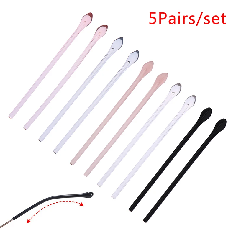 

5Pairs Metal Glasses Thin Leg Anti Slip Slim Hole Eyeglass Round Holder Sleeve Soft Silicone Prevent Allergies Ear Hooks