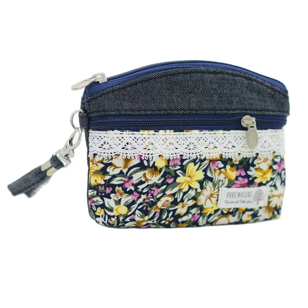 

HAPPIEST Women's Cotton Floral Coin Purse Female Short Wallet Small Money Pouch Clutch Card Bag Ladies Handbag Bolsa for Girls