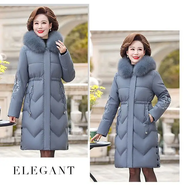 Hat Detachable Hooded Down Coat Winter Women Warm White Duck Down Jacket Ladies Long Warm Outwears New 2023 Ladies Down M47