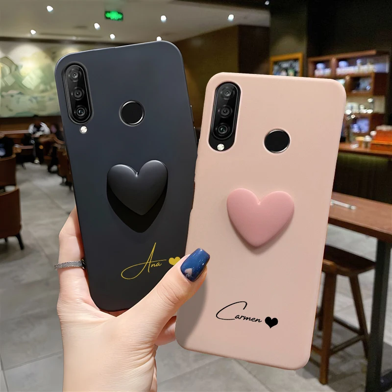 Персонализированный Чехол с именем инициала для huawei P30 P20 lite 3D Love heart мягкий