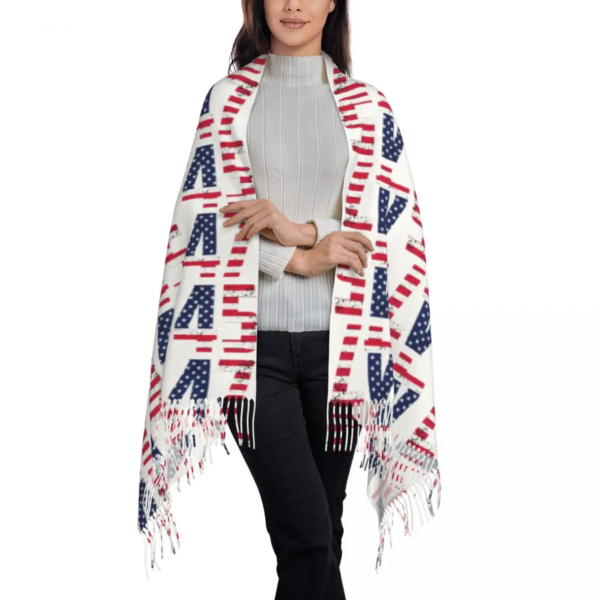45 47 Trump 2024 - President American Flag 2 Scarf Tassel Scarves for Women Shawls and Wraps Winter Shawl Wrap