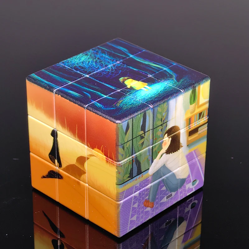 

3x3x3 UV Printing Lonely Girl Magic Cube 3×3 Cubo Professional Speed Puzzle Fidget Children's Toyo Magico Gift for Kid