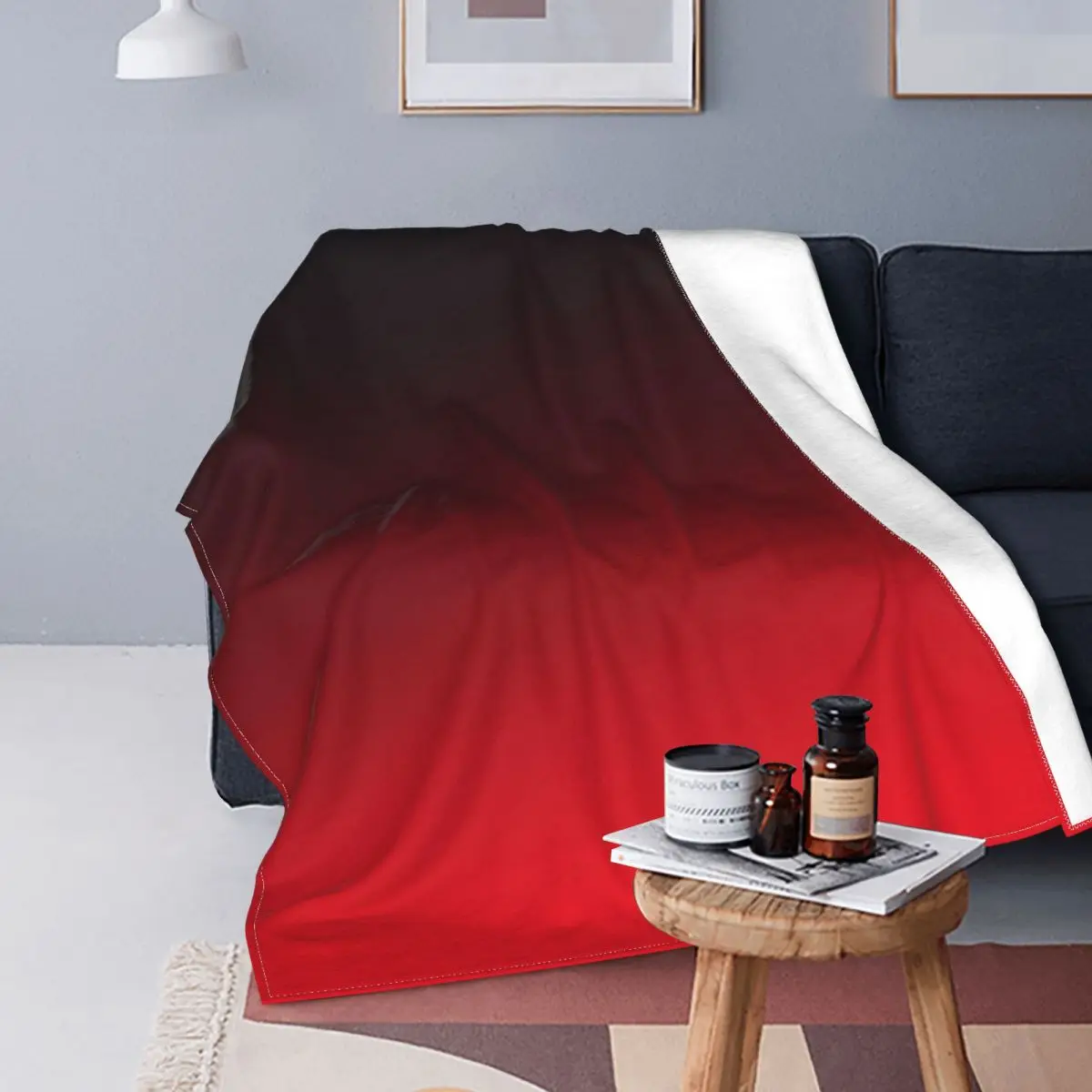 

Ярко-Красное и черное одеяло с эффектом омбре, минималистичное летнее супермягкое одеяло с градиентом, модное милое флисовое покрывало