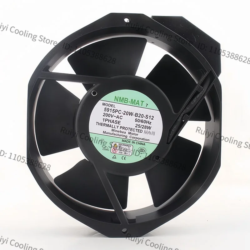 Фото Вентилятор для охлаждения шкафов NMB AC200V 17CM 5915PC-20W-B20-S12 25/28W 17238 Оригинальный металлический высокотемпературный вентилятор Mabaya №1