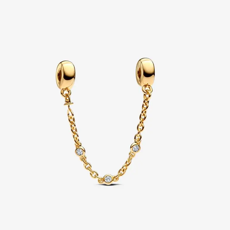 Тройная защитная цепочка из прозрачного камня бусины настоящего стерлингового