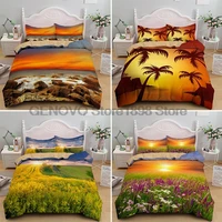 beautiful sunset scenery duvet cover with pillowcase king queen size bedding set single twin bedclothes home textiles