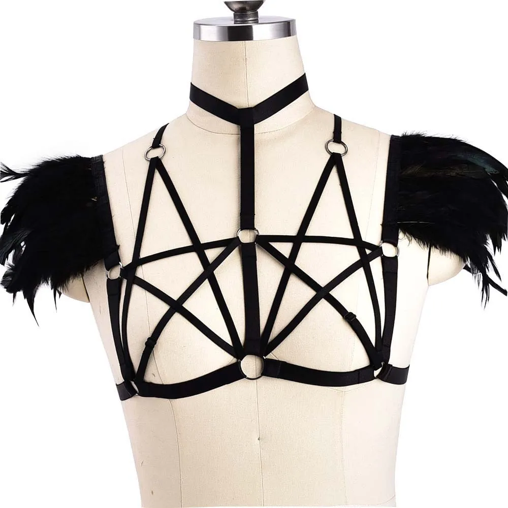 

Sexy Harness Fashion Body Chest Bondage Cage Bra Suspenders Garter Belt Erotic Lingerie Gothic Fetish Rave Wear Harness Women