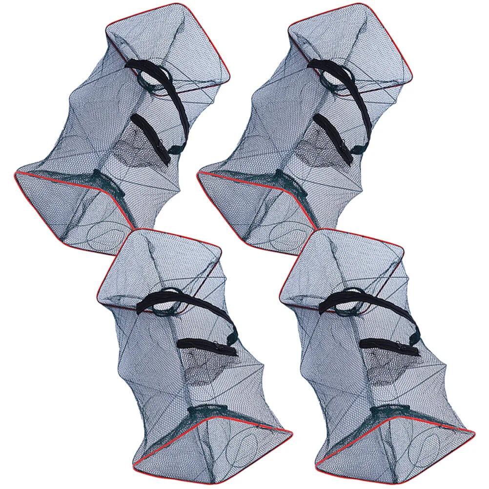 

4 Pcs Crayfish Throwing Net Baskets Live Crab Mesh Traps Lobster Nets Nylon Fine Fishing Cast Blue Crabs
