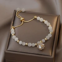 adjustable opal bracelet for women fashionable cz ball charm bracelets golden hand jewelry wholesale beauty gift