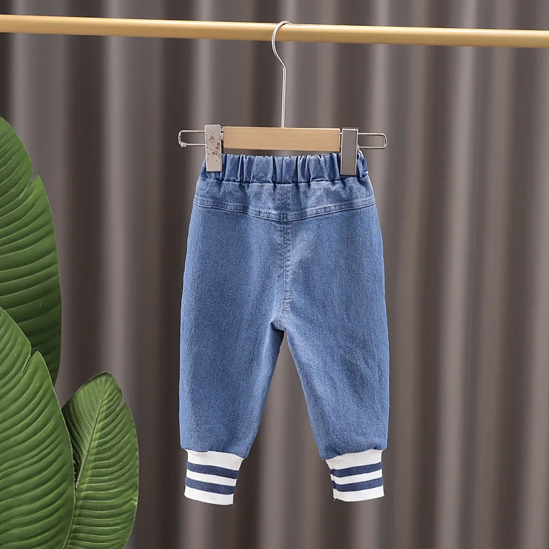 OLEKID 2022 New Spring Autumn Children Girl Jeans Washed Denim Pants For Boys Elastic band Kids Trousers Baby Boy Clothes |