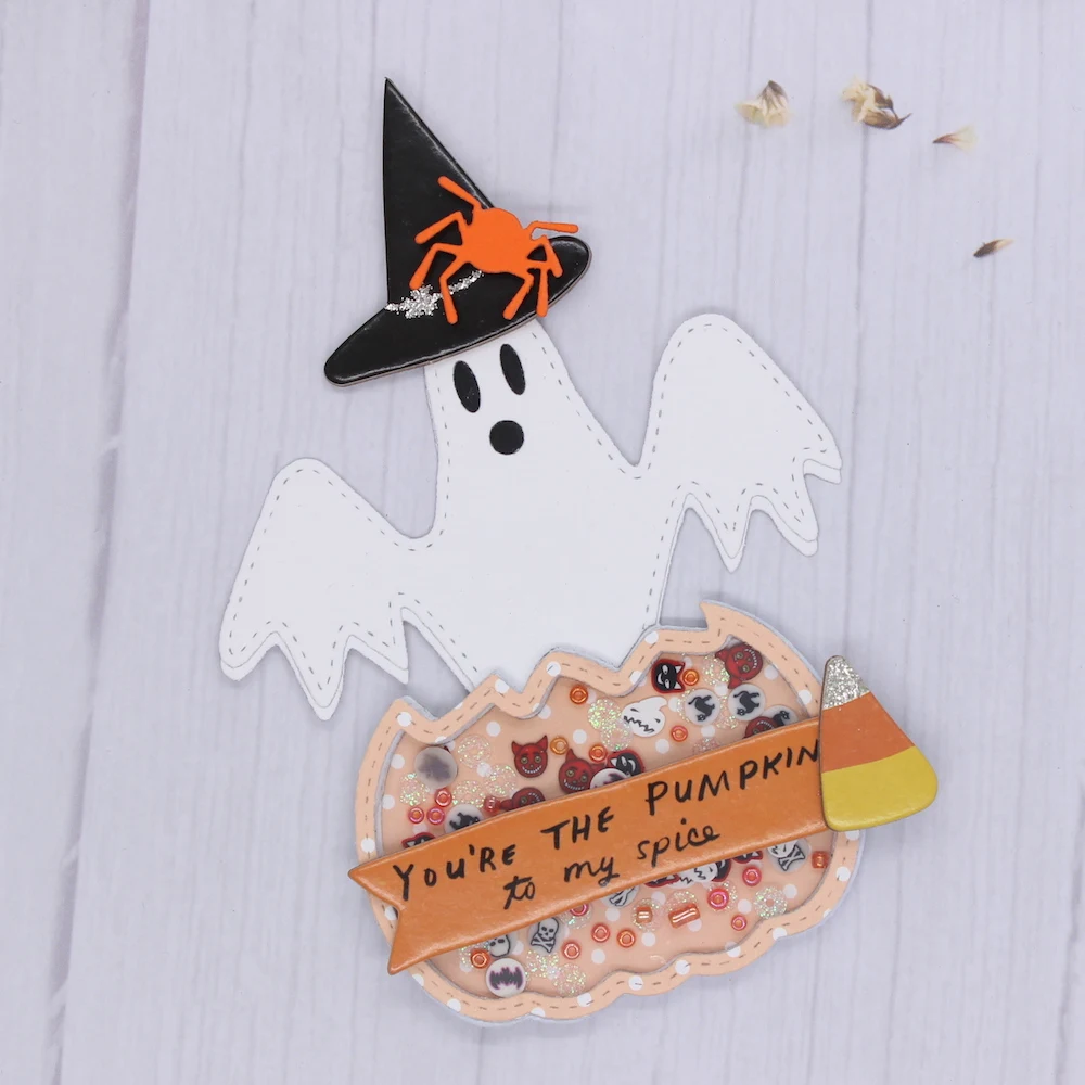 

ZLDECOR Halloween Ghost Pumpkin Shaker Metal Cutting Dies Stencils for DIY Scrapbooking Decorative Embossing DIY Paper Cards