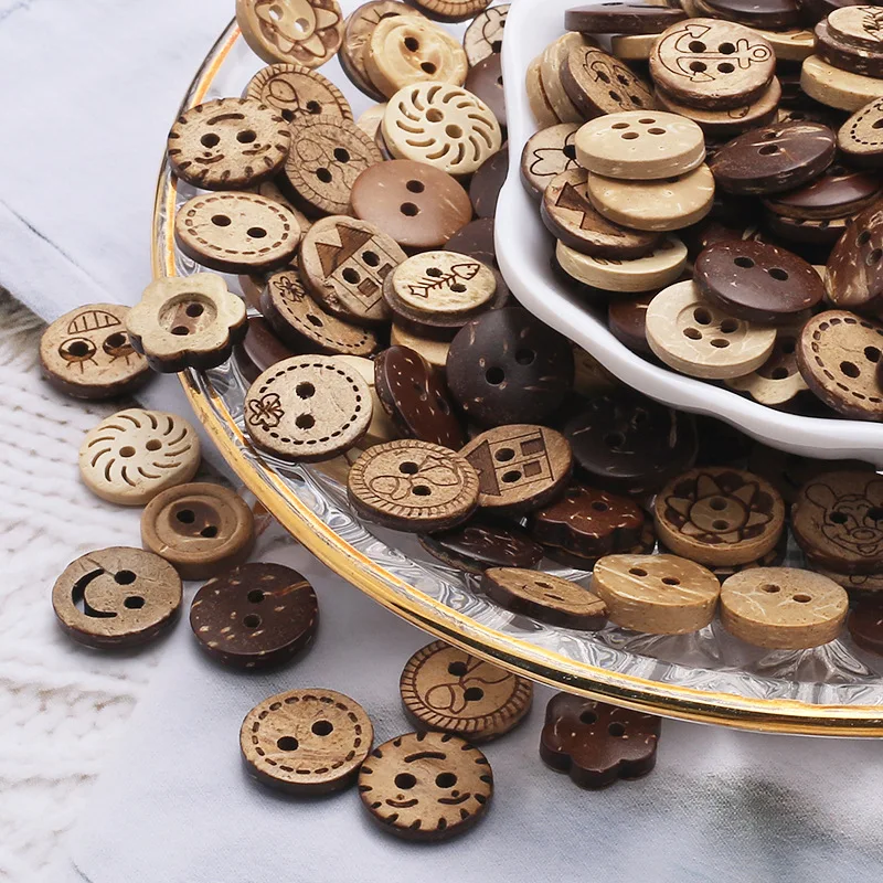 Натуральные Деревянные кокосовые швейные пуговицы для свадебной одежды рубашки