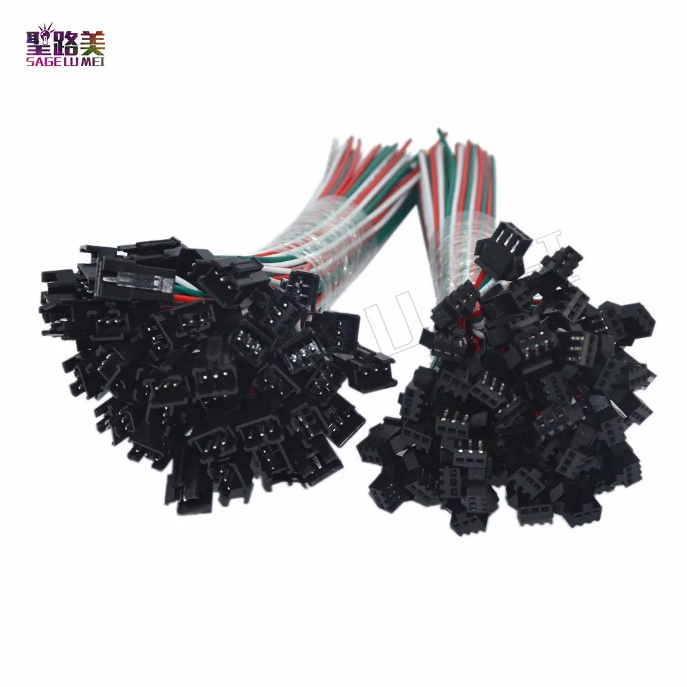 

50 Pair 3 Pin JST SM Connector Male to Female 3pin JST SM Plug led Connector Cable for 2811 2812B RGB LED Strip Lights