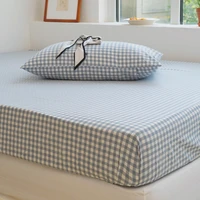 blue red yellow green plaid fitted sheet set queen size bedsheet twin full size student dormitory mattress cover bedding set