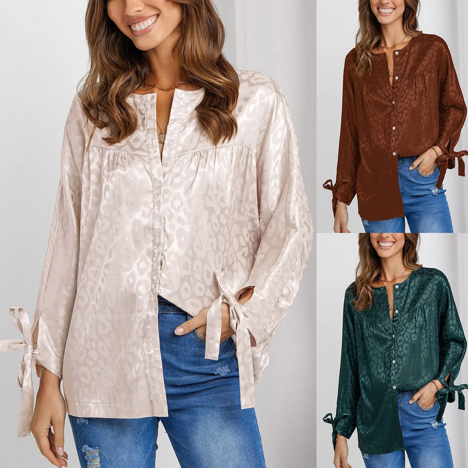 

2022 Роскошная Осенняя Женская Повседневная рубашка с леопардовым принтом, женские топы с коротким рукавом, женские рубашки