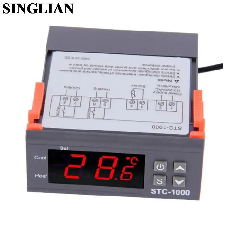 

STC-1000 LED Digital Temperature Controller Switch Thermostat Regulator incubator 10A Relay Heating Cooling 12V/24V AC 110-220V