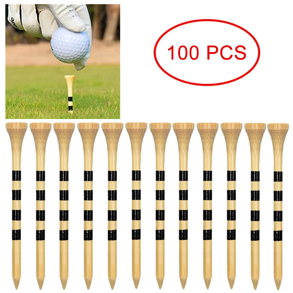 100Pcs 70mm Bamboo Golf Tees Golf Balls Holder Reduce Friction Golf Training Aids Stable Golf Ball Rest Golf Accessories