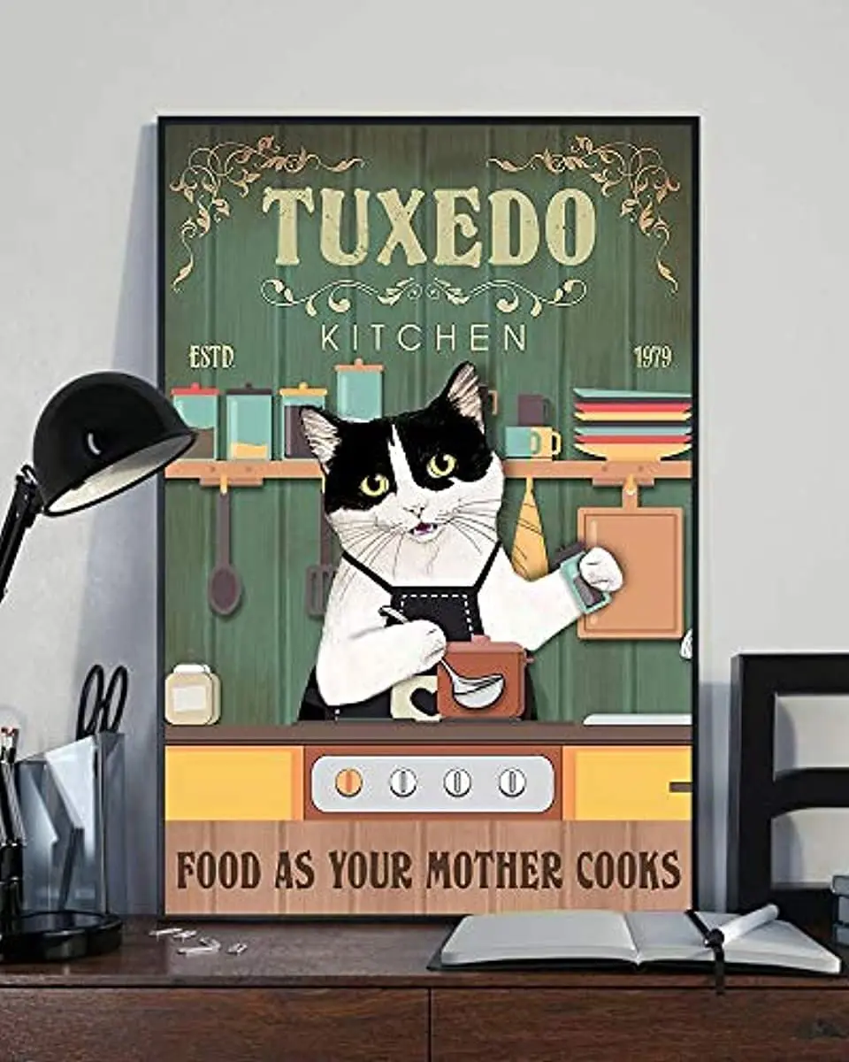 

Жестяной знак «любовь, кот», жестяной знак, смокинг для кухни, как ваша мама, готовит кота, жестяной знак, забавный кот, жестяной знак, Забавны...