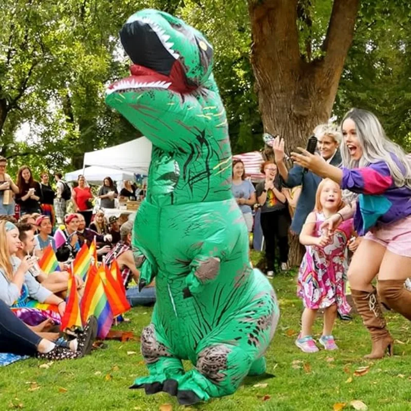 Надувной костюм динозавра на Хэллоуин дизайн тираннозавра Рекса с вышивкой