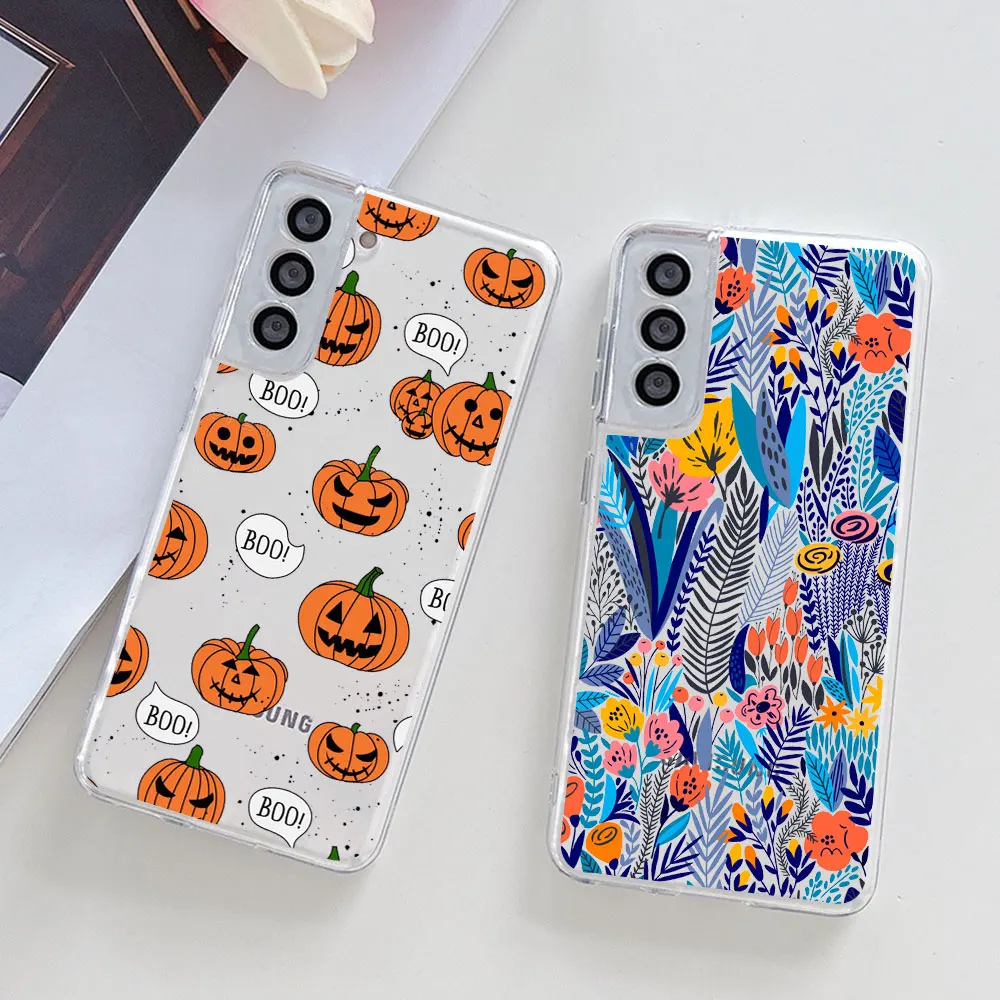 Чехол для телефона в подарок на Хэллоуин для A14, A13, A12, A22, A33, A53, S21, FE, S20 PLUS, S10, S9, Осенний цветочный чехол для Galaxy S23, S22 Plus, A53, A52
