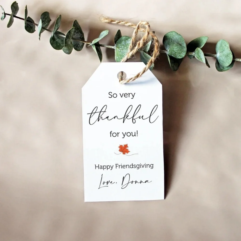 

25 Custom Friendsgiving Favor Tags - Thanksgiving Favor Tags - So Very Thankful Holiday Favor Tags, Pumpkin Favor Tags