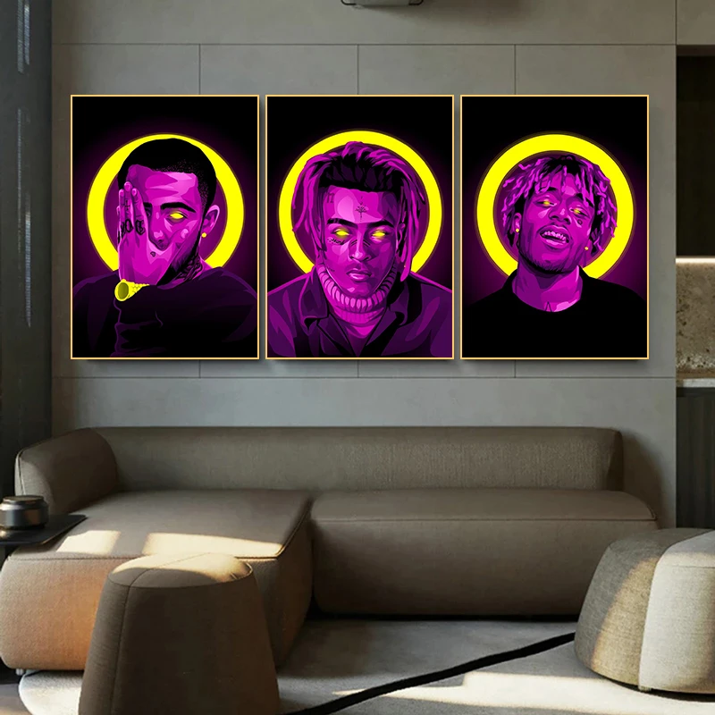 

Rapper Tupac and Rock Band Abstract Portrait Oil Painting Wall Art Pictures Poster Canvas Cuadros Living Room Home Decoration