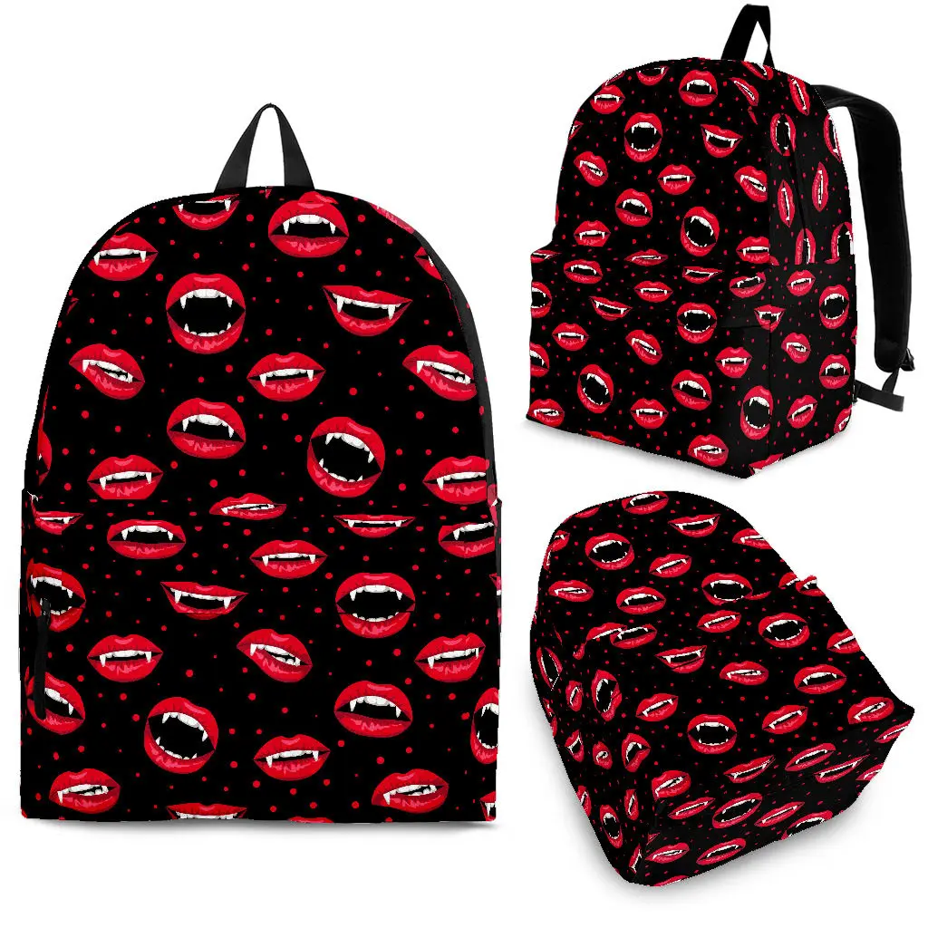 

YIKELUO Fashion Lips Print Durable Brand Student Textbook Backpack With Zipper College Student Laptop Knapsack Casual Bag