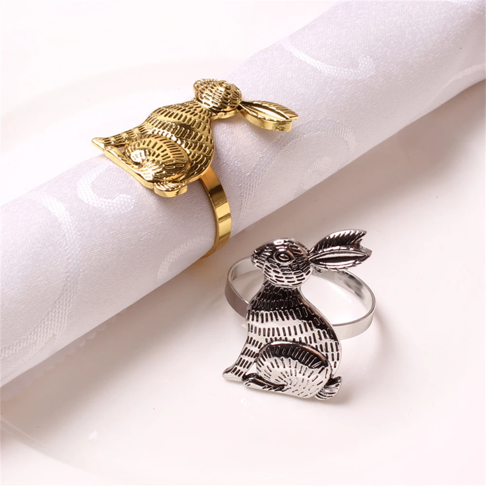 

12PCS/Easter alloy bunny shape gold and silver napkin ring table top decoration for hotel wedding festival celebration decoratio