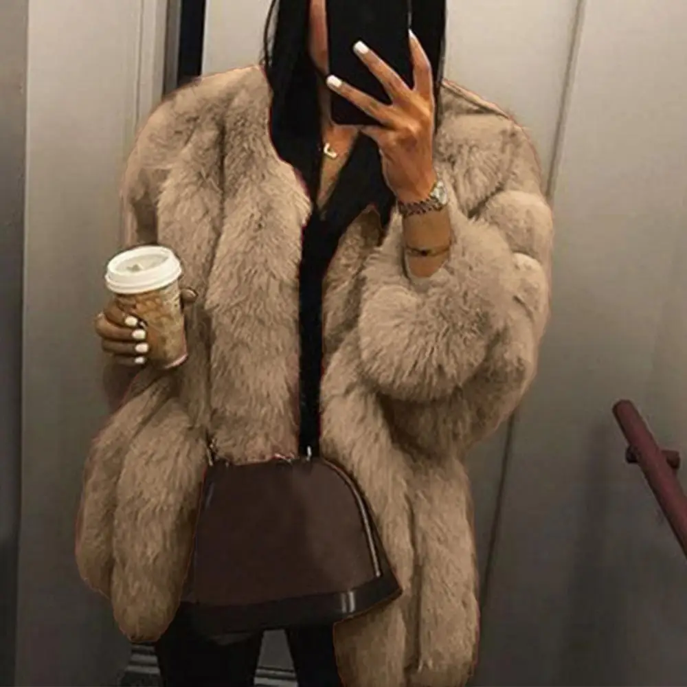 Furry Coat Fashion Autumn and Winter Women's Jacket Large Size Short Artificial Fur Coat Warm Furry Coat Long Sleeve Jacket 2022