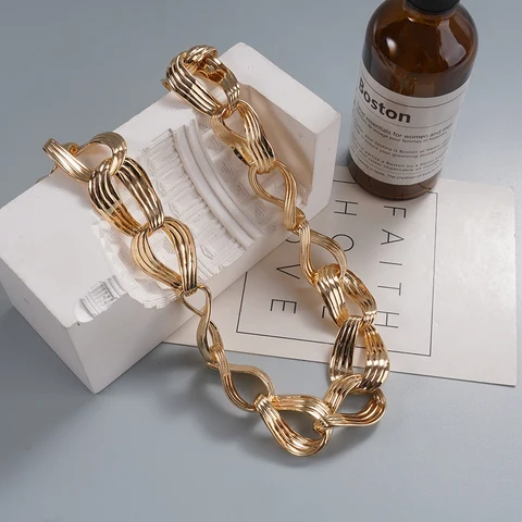 WEALTHYBOO золотистое массивное витое колье-чокер