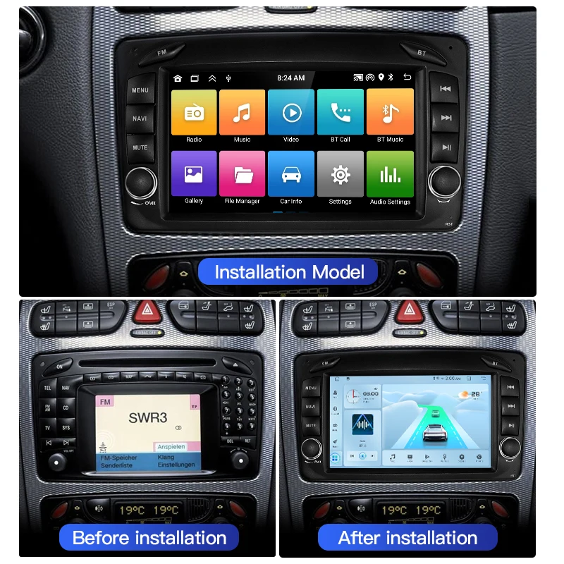 Android Auto GPS для Mercedes Benz W203 Vito W639 Vaneo CLK W209 W210 ...