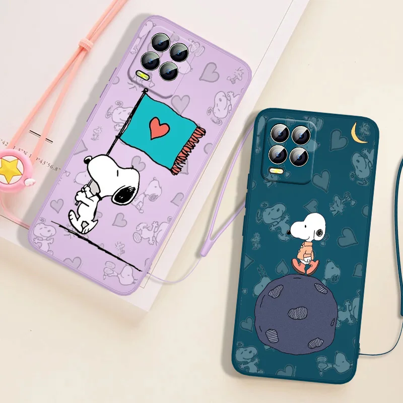 

Snoopy puppy Phone Case For OPPO Realme 9i 9 8i 8 7i 7 6i 6s 6 5i 5 Pro Plus Global Liquid Rope Cover Funda Phone Case Capa