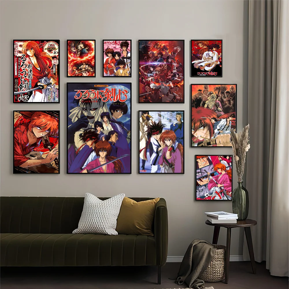 Rurouni Kenshin Anime Good Quality Prints And Posters Vintage Room Home Bar Cafe Decor Aesthetic Art Wall Painting