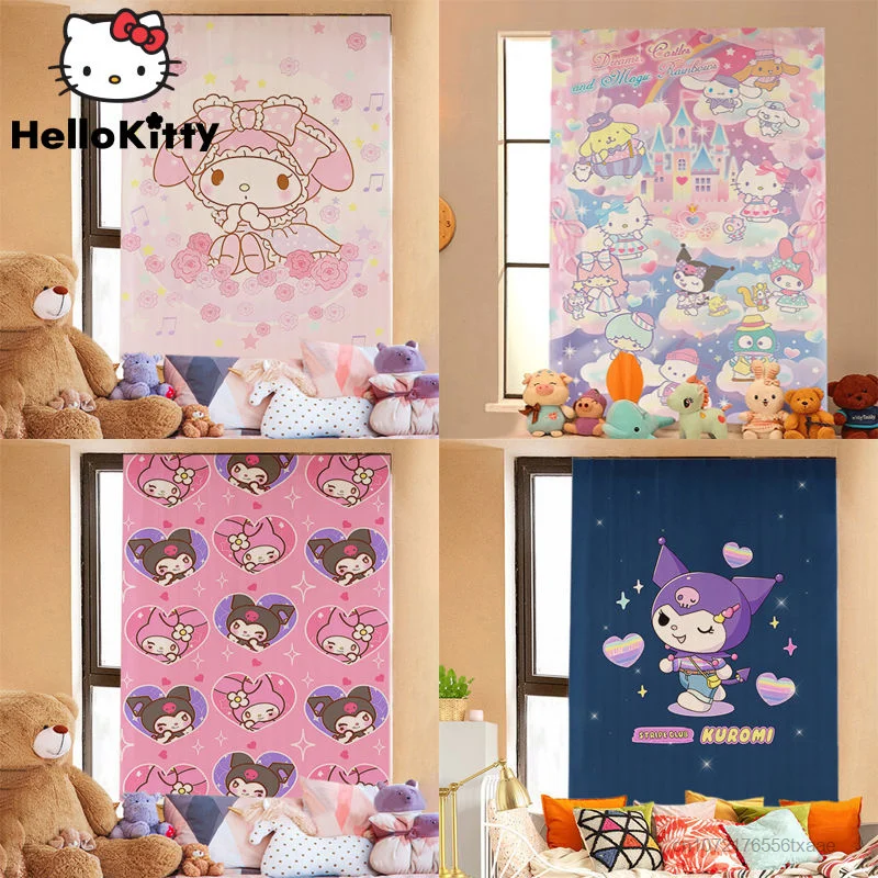 

Sanrio Cartoon Velcro Curtain No Punching Installation Cute Room Door Curtains Kuromi Melody Dormitory Home Decor Accessories