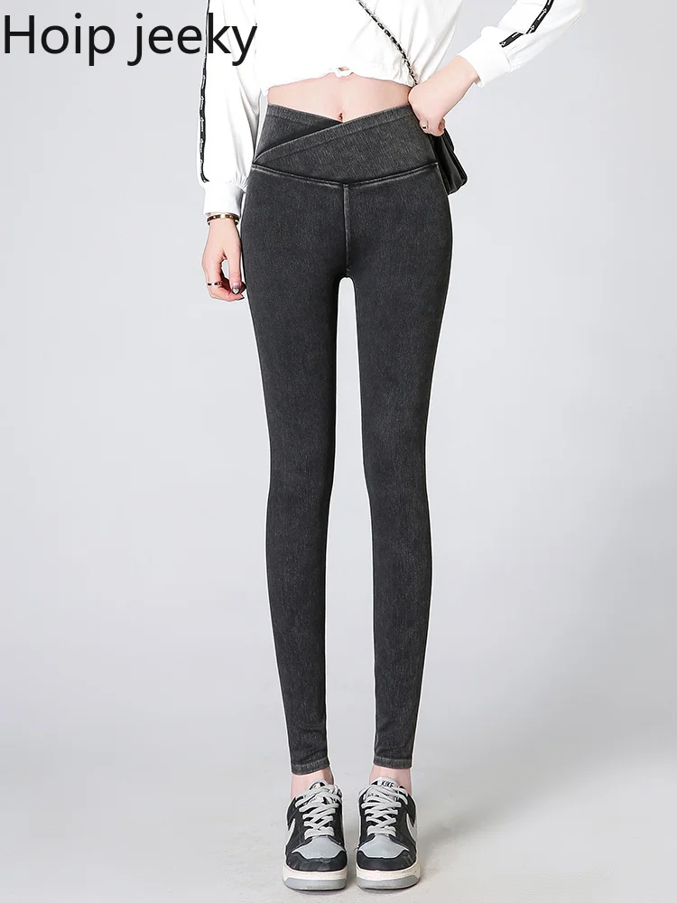 

HoipJeeky Vintage Skinny Pants Women Solid Cross High Waist Slim Pants Outwears Woman Trousers Spring Autumn Female Clothing