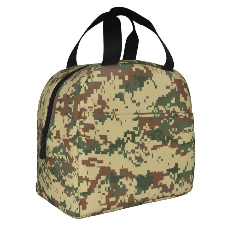 Vintage Camo Thermal Insulated Lunch Bags Women Military Army Camouflage Resuable Lunch Tote for Outdoor Picnic Storage Food Box