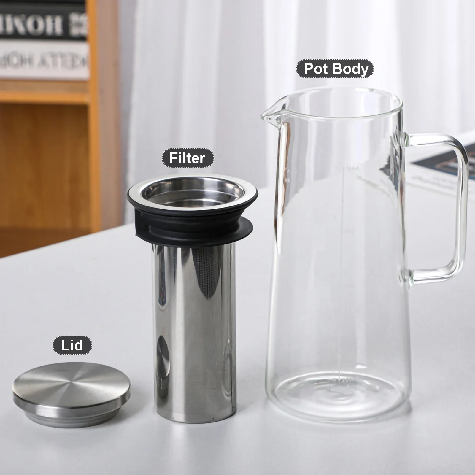 Стеклянный Кофейник 1000/1400 Мл С Фильтром Ручная Домашняя Кофемашина Для