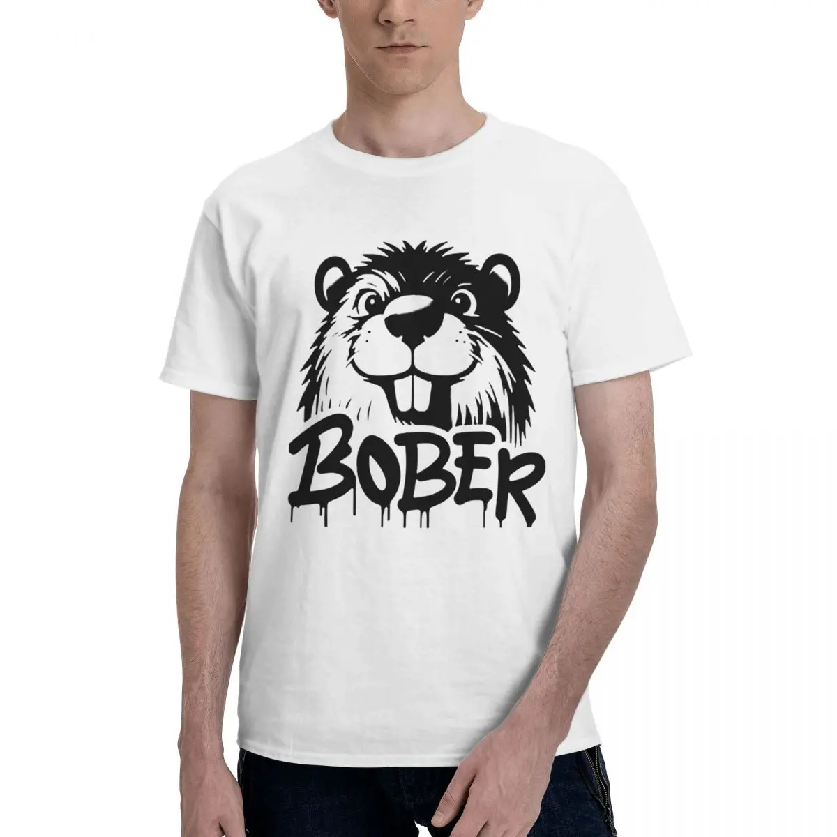 Мужская футболка Bober Kurwa Bobr милые подарки Y2K графические топы с круглым вырезом