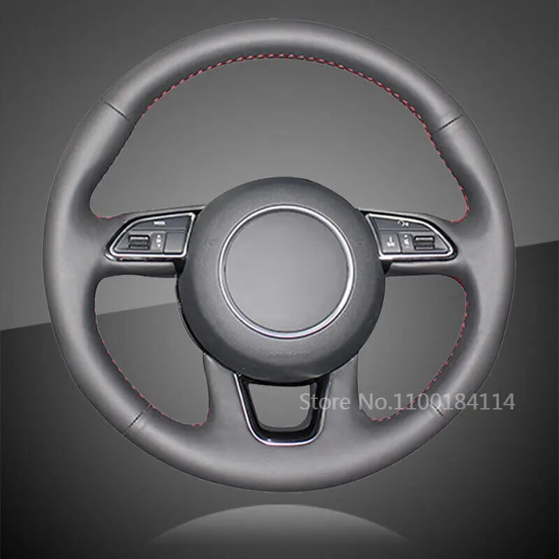 

Внутренняя черная кожаная Автомобильная Оплетка на руль чехол для Audi Q3 Q5 автомобильные аксессуары для интерьера