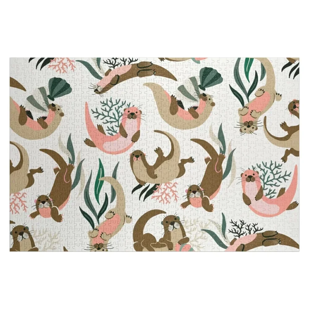 Коллекция выдрей на белом пазле детская игрушка заказ для детей головоломка