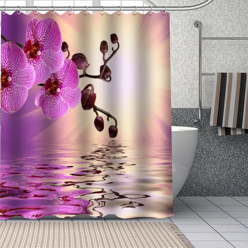 

Orchid Printed Shower Curtain Bathroom Curtain Fabric Washable Fabric For Tub Art Deco cortina de la ducha