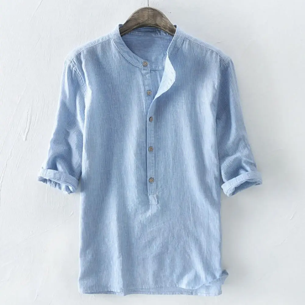 

Men Shirt Solid Color All Match Simple Leisure Summer Top for Daily Wear