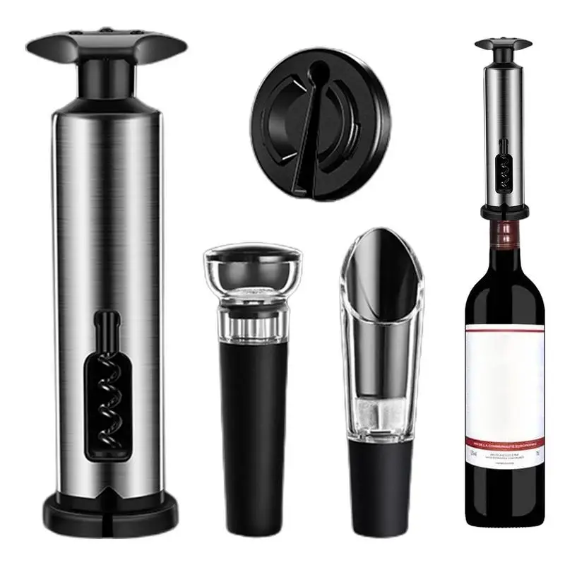 

Wine Opener Set Easy To Use Wine Bottle Opener With Foil Cutter Compact Vertical Corkscrew Wine Bottle Opener For Waiters
