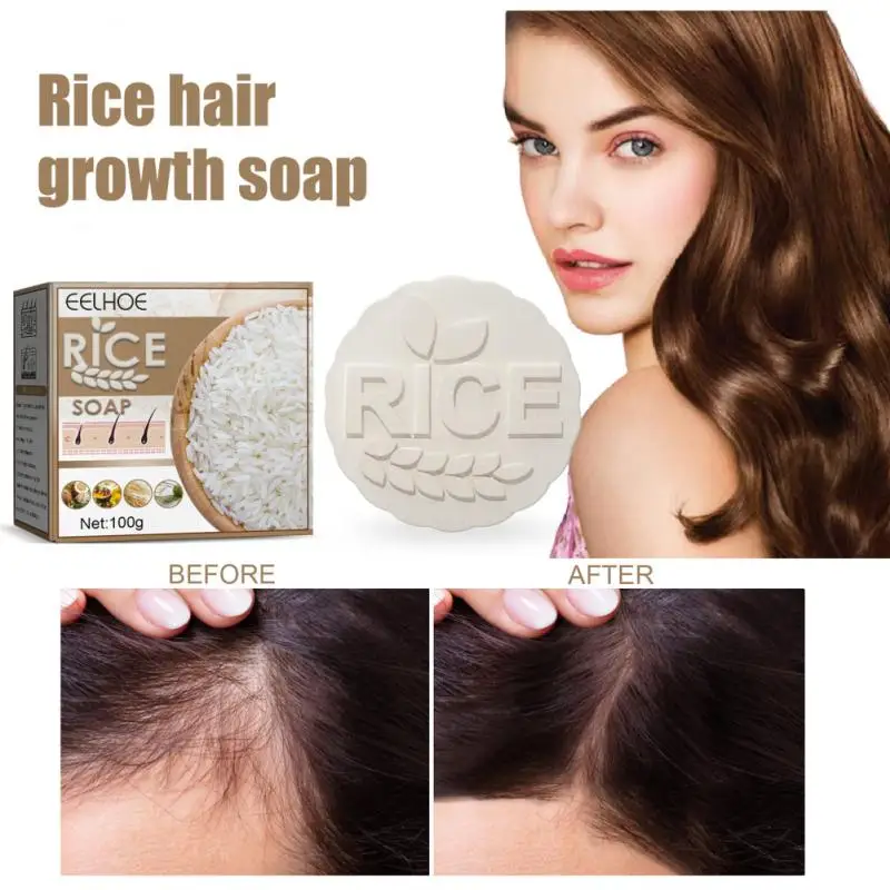 

100g Anti-Hair Loss Rice Water Shampoo Soap Deep Cleaning Nourishes Root Hair Growth Shampoo Bar Hair Loss Hair Care Product