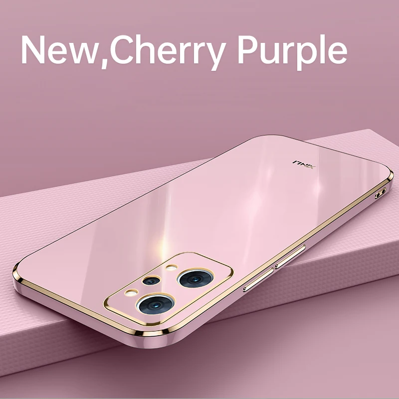 luxury glossy square plating phone case on for realme gt neo 2 gt2 pro neo2 2t gt 5g shockproof soft tpu back cover phone cases free global shipping
