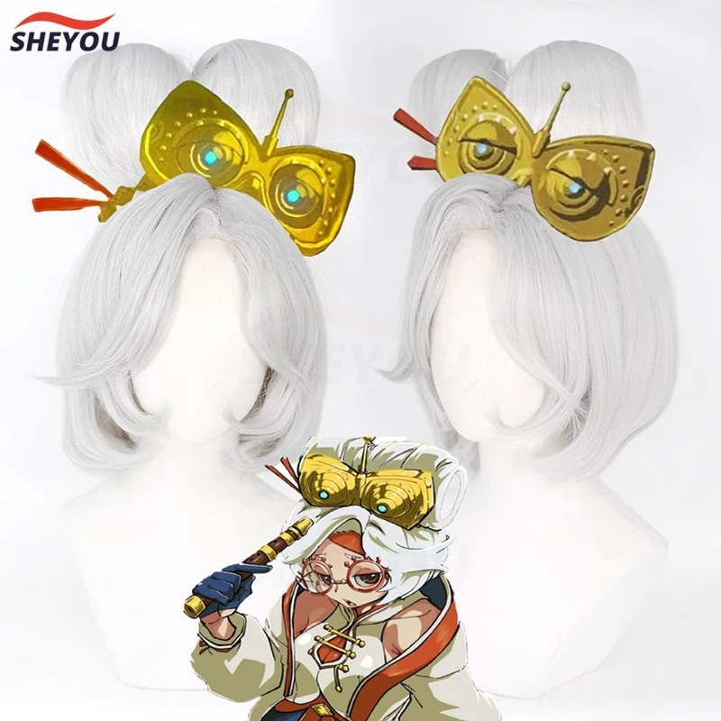 Парик для косплея из Purah высокого качества, термостойкие короткие серебристые и белые булочки принцессы из аниме Зельды из синтетических волос, с шапочкой