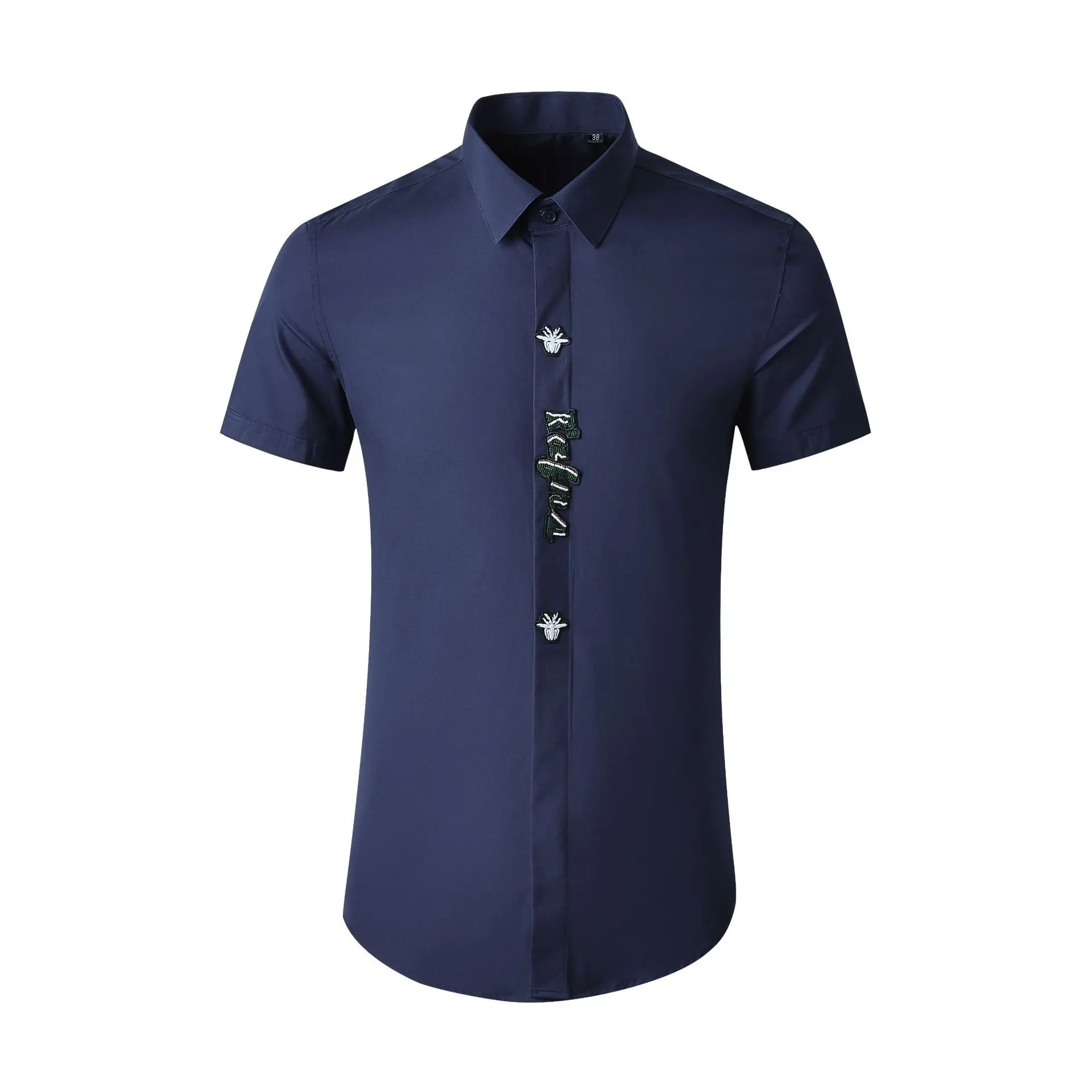 

Рубашка мужская с коротким рукавом, роскошная эластичная свободная однотонная тонкая футболка для отдыха, лето 2023